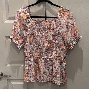 Hayden Smocked Peplum Blouse